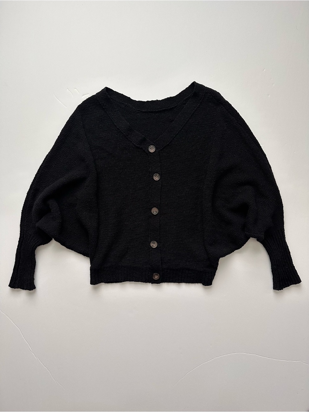 Kaisley Black V-Neck Button-Up Women's Cardigan Sweater